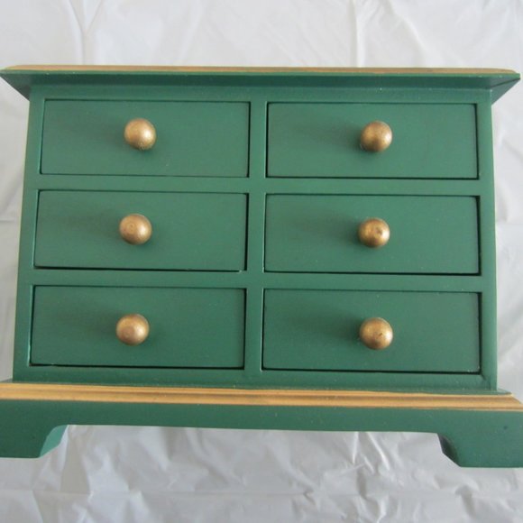 Christmas Holiday Wood Painted Snowman Small 6 Drawer Jewelry Trinket Box - Picture 5 of 11